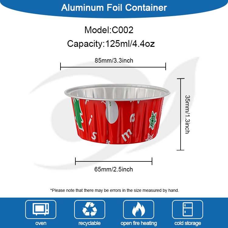 Taza para hornear de papel de aluminio impresa personalizada de Navidad
