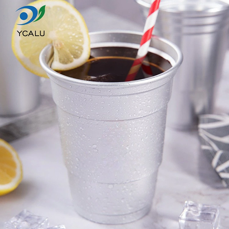 Taza de bebida de papel de aluminio personalizada desechable de 16 oz