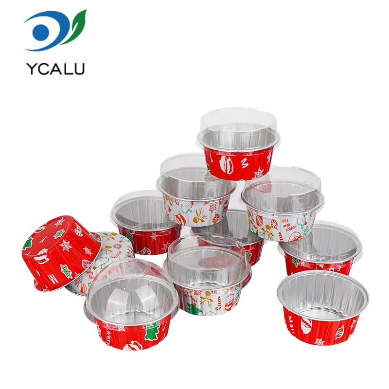 Taza para hornear de papel de aluminio impresa personalizada de Navidad