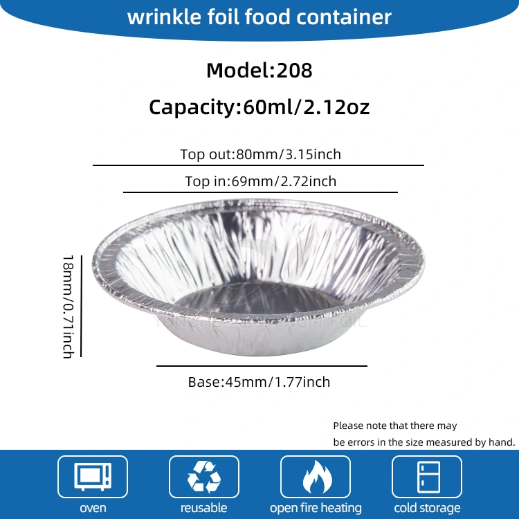 Bandeja redonda de plateado de aluminio de aluminio contenedor de alimentos