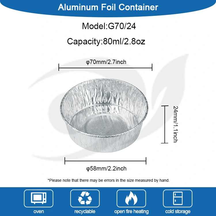 Take Cup para hornear contenedor de alimentos de aluminio plateado