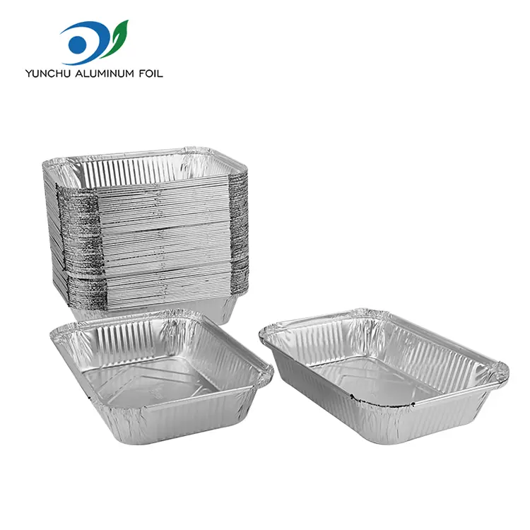 Contenedores de aluminio de aluminio plateado de lonchera de barbacoa desechable