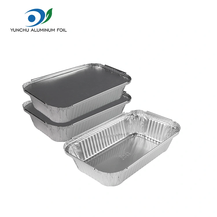 Contenedores de aluminio de aluminio plateado de caja de comida rápida desechable