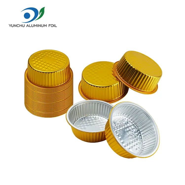 Contenedores de aluminio de aluminio redondo de comida rápida desechable dorada