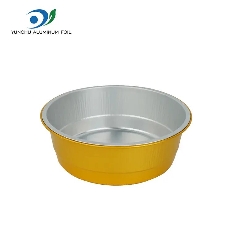 Contenedores de aluminio de aluminio redondo dorado desechable