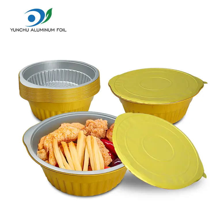 Recipientes de aluminio de aluminio redondo dorado de maceta dorada desechable