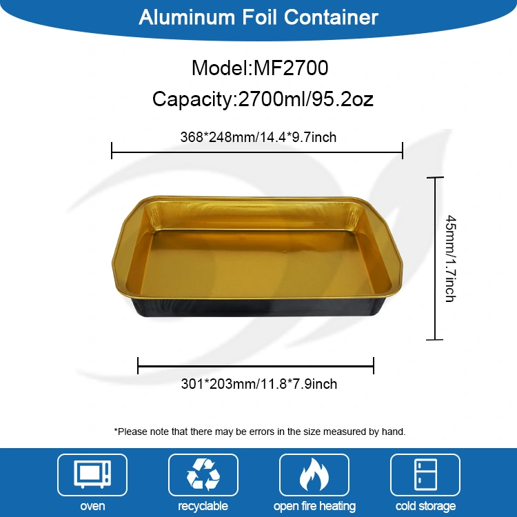 Contenedores desechables de papel de aluminio para acampar en oro negro de gran capacidad