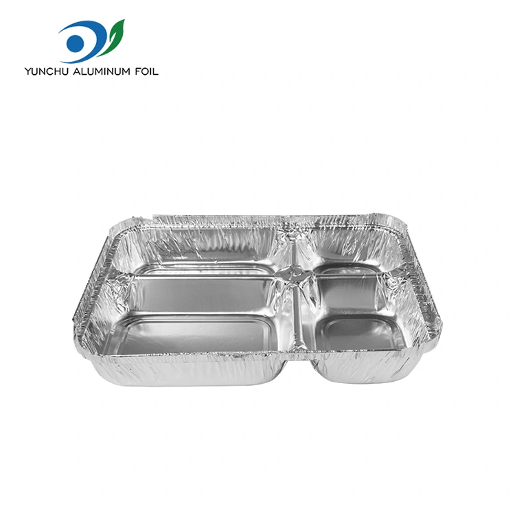 Contenedores de aluminio de aluminio plateado de comida rápida de comida múltiple desechable