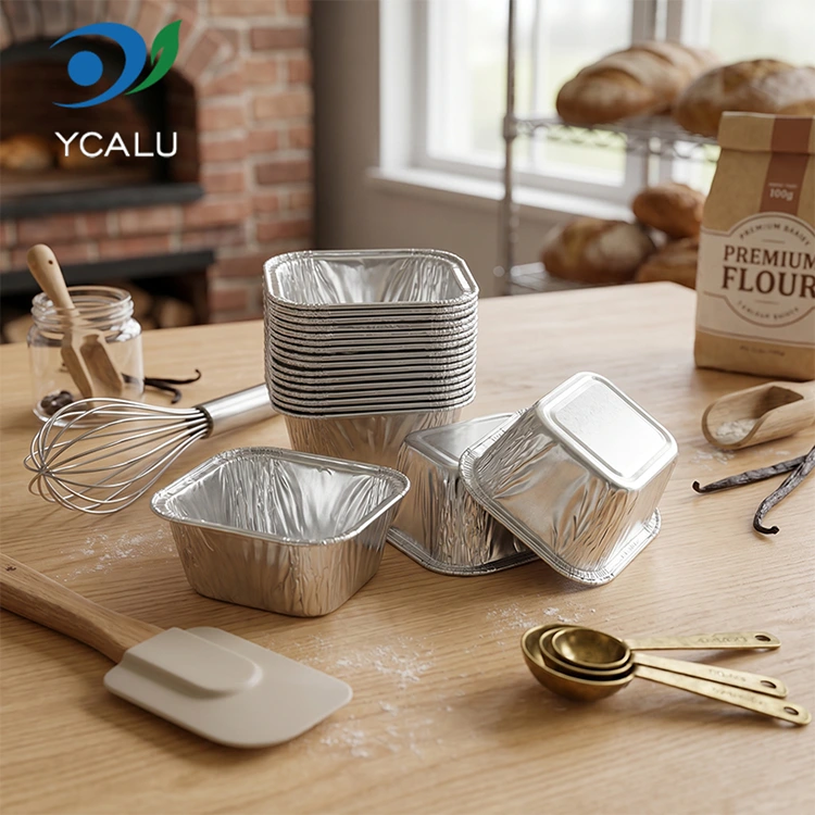 Envases de comida rectangulares disponibles del papel de aluminio de la plata de la bandeja de la torta que cuece