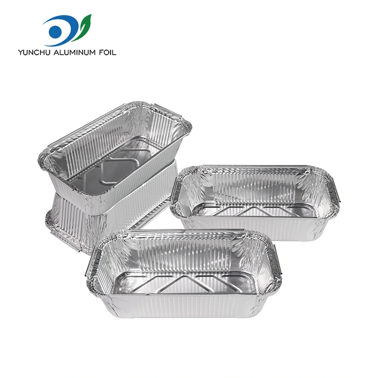 Contenedores de aluminio de plata rectangables para hornear para hornear