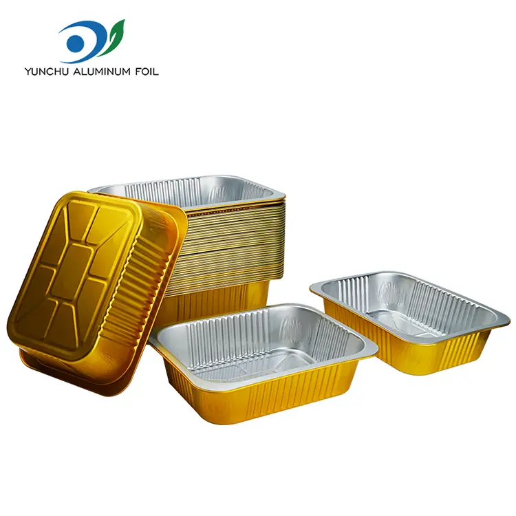 Contenedores de aluminio de aluminio plateado de catering rectangular de catering