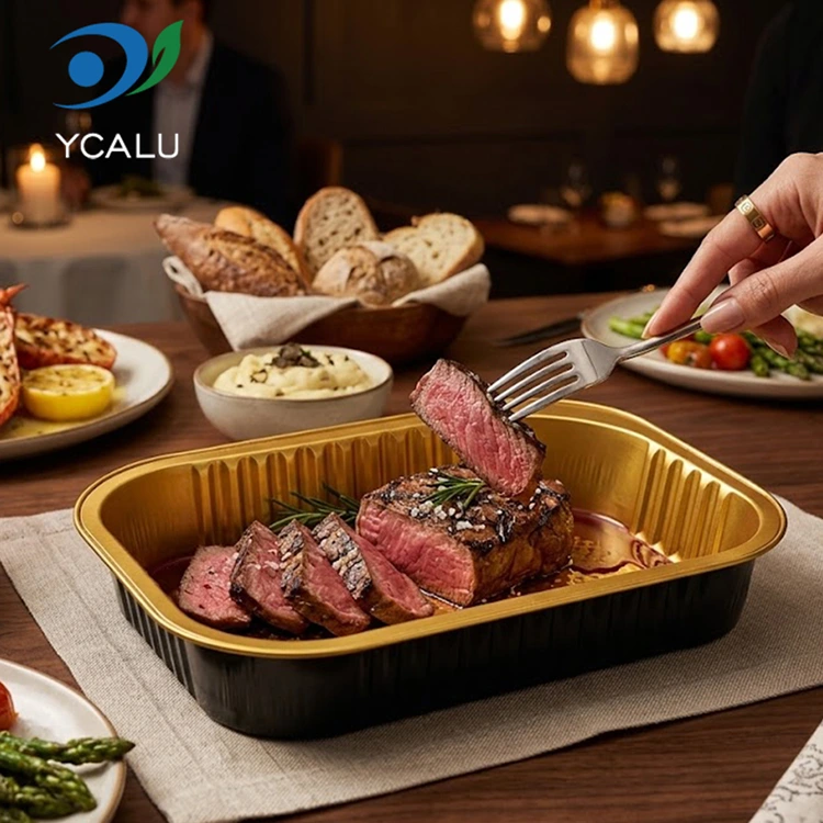 Envases de papel de aluminio para llevar rectangulares desechables para catering