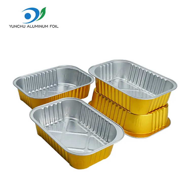 Contenedores de aluminio de parrilla rectangular desechable