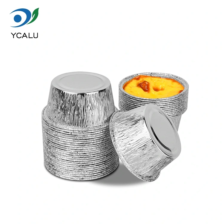 Bandeja redonda desechable para pasteles, recipientes de papel de aluminio plateado