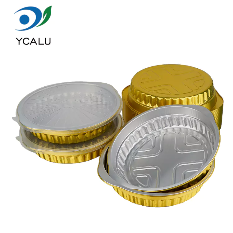 Envases redondos desechables de papel de aluminio para llevar de catering