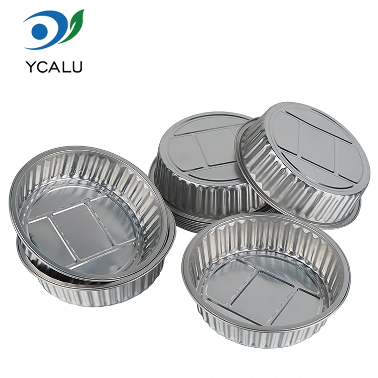 Envases de papel de aluminio para catering empaquetados en plata redondos desechables