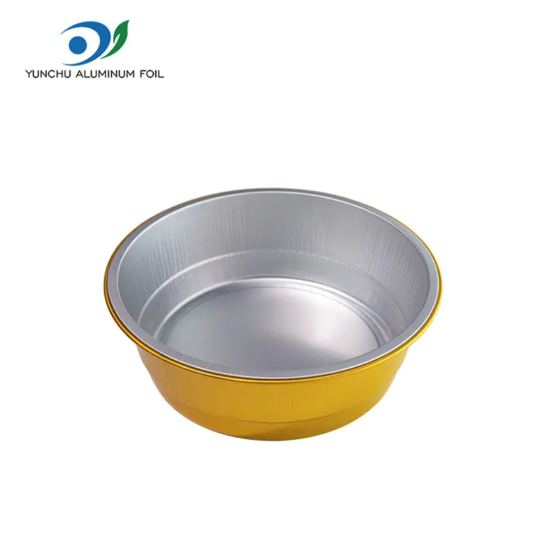 Contenedores de aluminio de aluminio redondo dorado de catering de catering desechable
