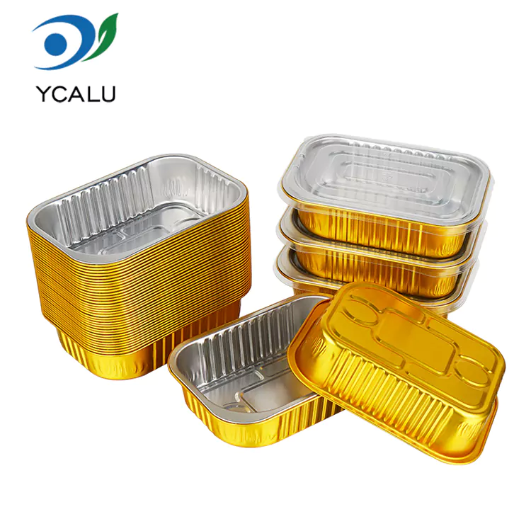Envases de papel de aluminio para llevar de catering cuadrados desechables