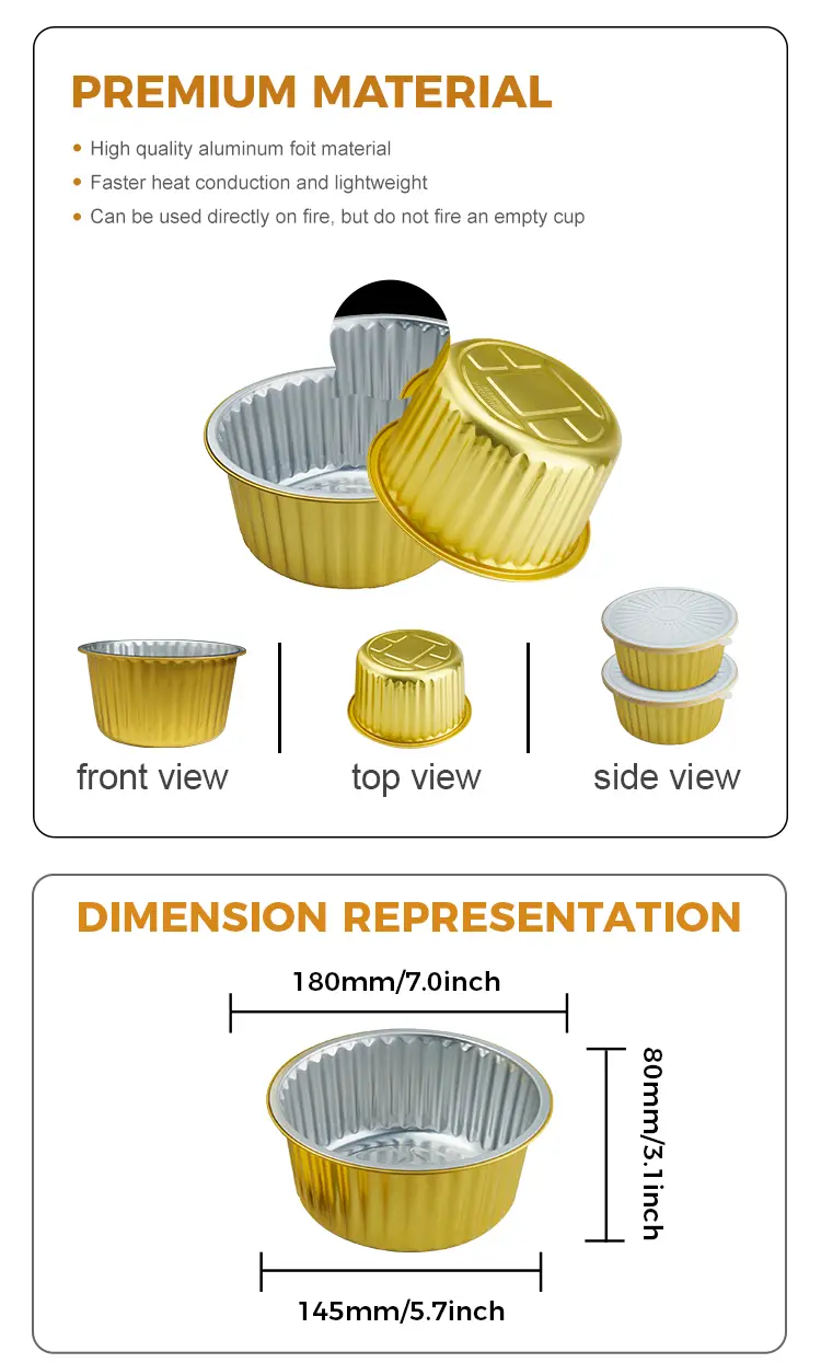 Disposable sealed takeaway gold Aluminum Foil Containers