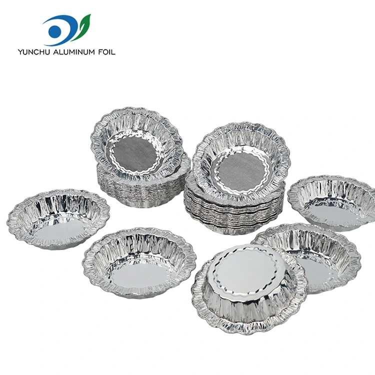 Envases redondos de papel de aluminio plateado para pastel para hornear con encaje