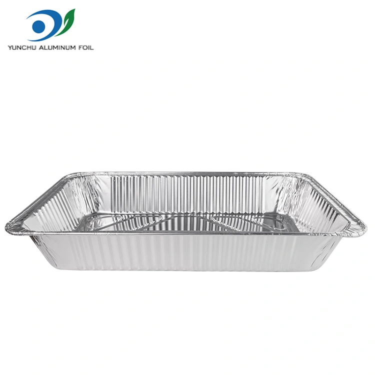Bandeja para hornear al aire libre de gran capacidad recipientes de aluminio plateado Bandeja para hornear al aire libre de gran capacidad recipientes de aluminio plateado