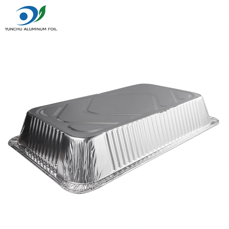 Bandeja para hornear al aire libre de gran capacidad recipientes de aluminio plateado