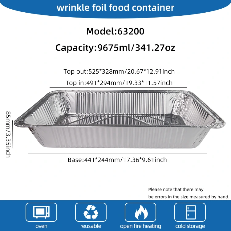 Bandeja para hornear al aire libre de gran capacidad recipientes de aluminio plateado