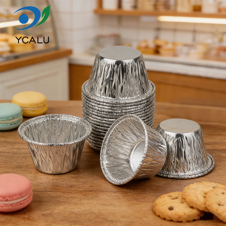 Envases de comida redondos pequeños del papel de aluminio de la plata de la freidora del aire de la torta una vez