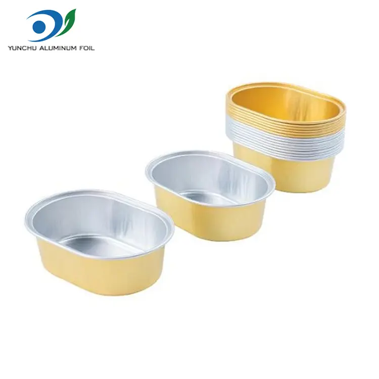 Contenedores ovalados de papel de aluminio con paredes claras