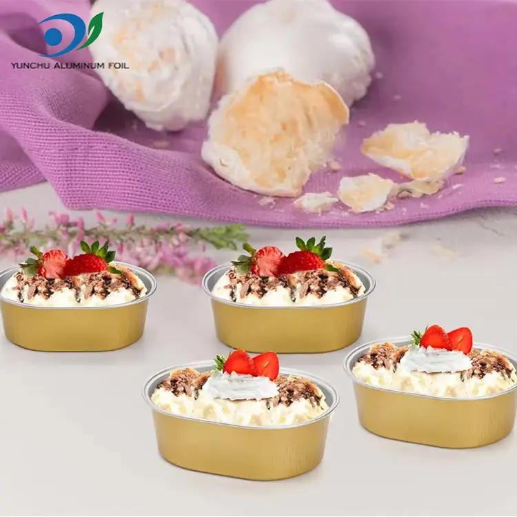 Contenedores ovalados de papel de aluminio con paredes claras