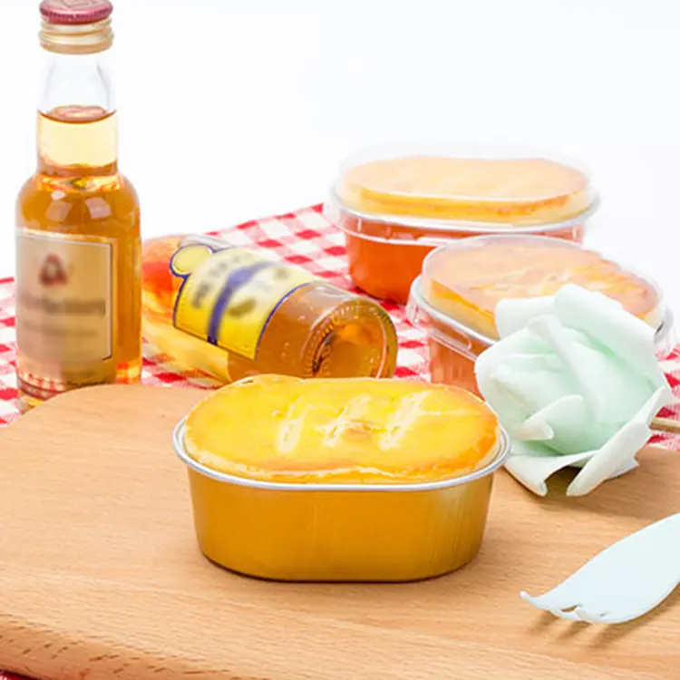 Contenedores ovalados de papel de aluminio con paredes claras