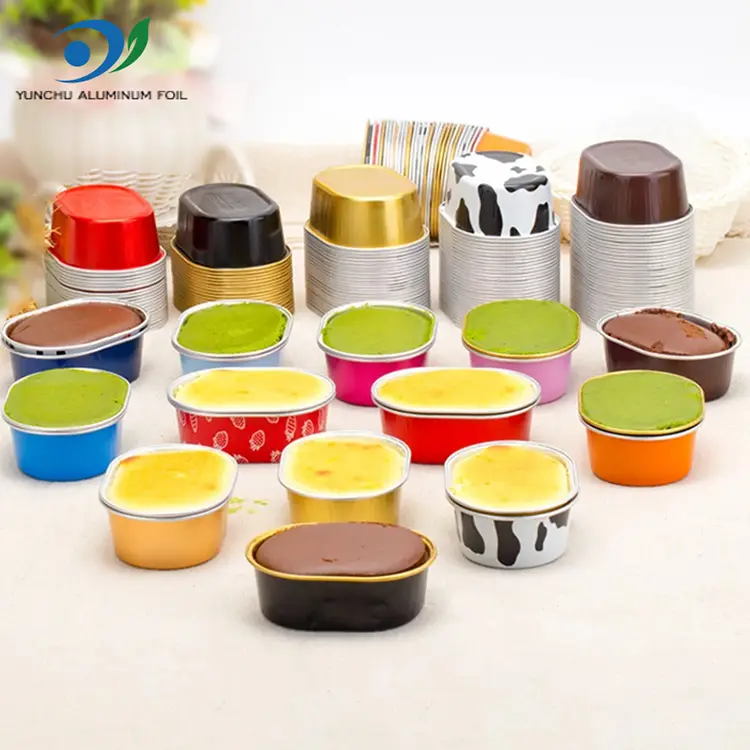 Contenedores ovalados de papel de aluminio con paredes claras