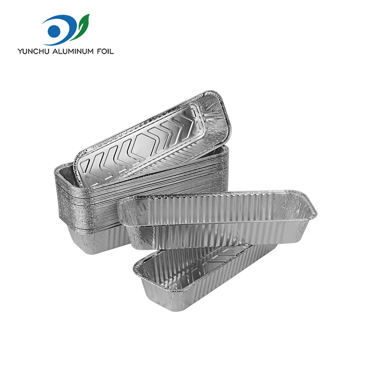 Contenedores de aluminio de aluminio plateado de barbacoa rectangular para hornear
