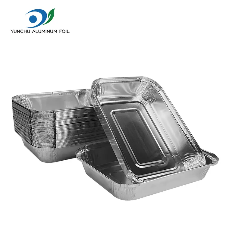 Contenedores de aluminio de aluminio de plata rectangular para hornear