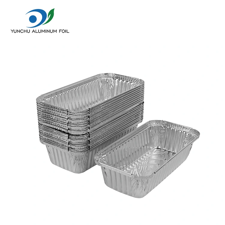 Contenedores de aluminio plateado de barbacoa rectangular