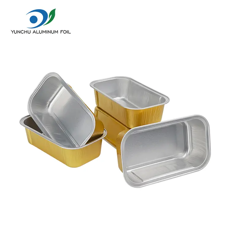 Recipientes de aluminio de aluminio liso sellado con calefacción de caja rectangular
