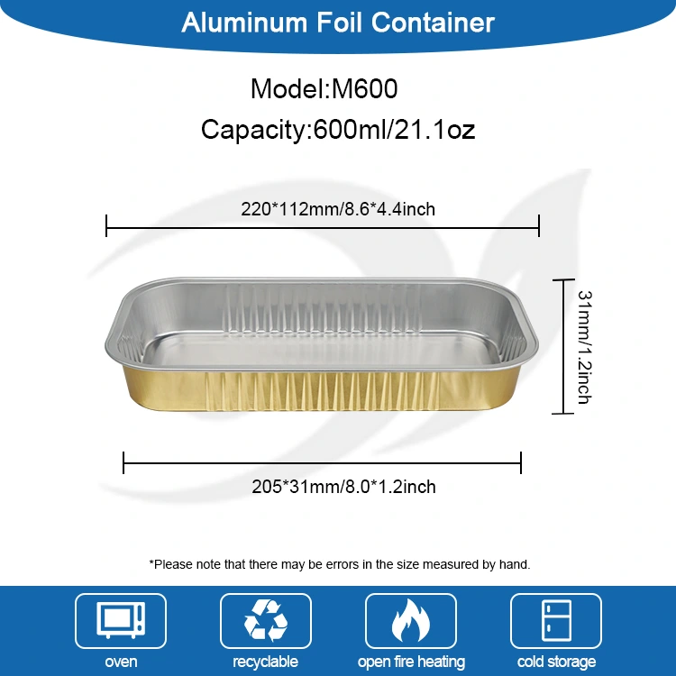 Contenedores rectangulares de papel de aluminio Smoothwall para hornear dorados