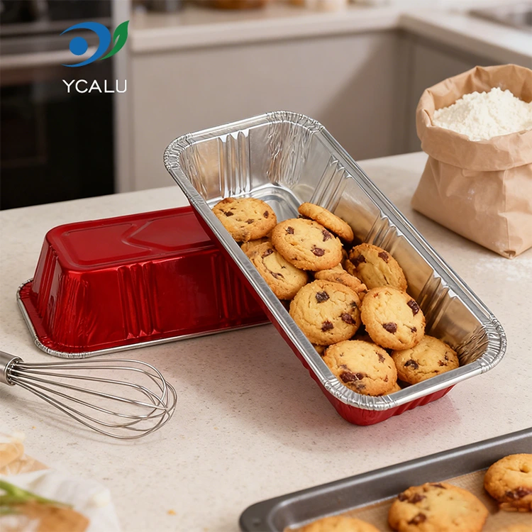 Hộp đựng bánh mì màu đỏ hình chữ nhật phục vụ Hộp đựng bằng nhôm bạc