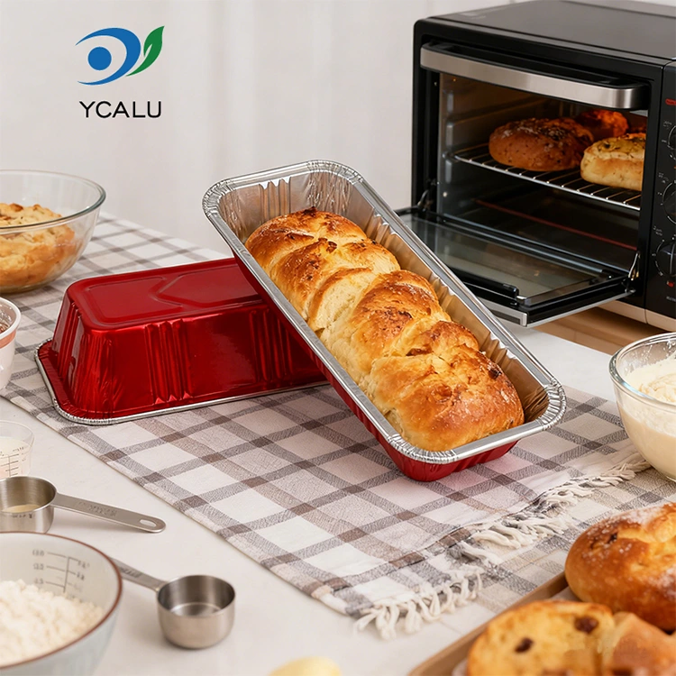 Hộp đựng bánh mì màu đỏ hình chữ nhật phục vụ Hộp đựng bằng nhôm bạc