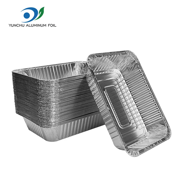 Contenedores de aluminio de aluminio de plata rectangular para hornear