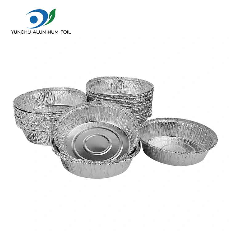 Bandeja de hornear de aire redondo recipientes de aluminio de aluminio plateado