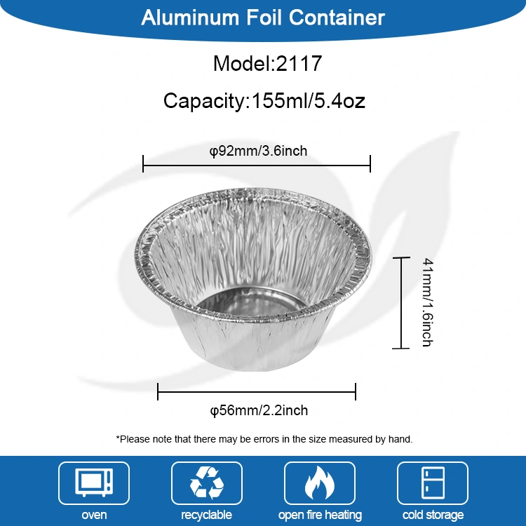 Take redondo pastel de horno plateado recipiente de alimentos de aluminio