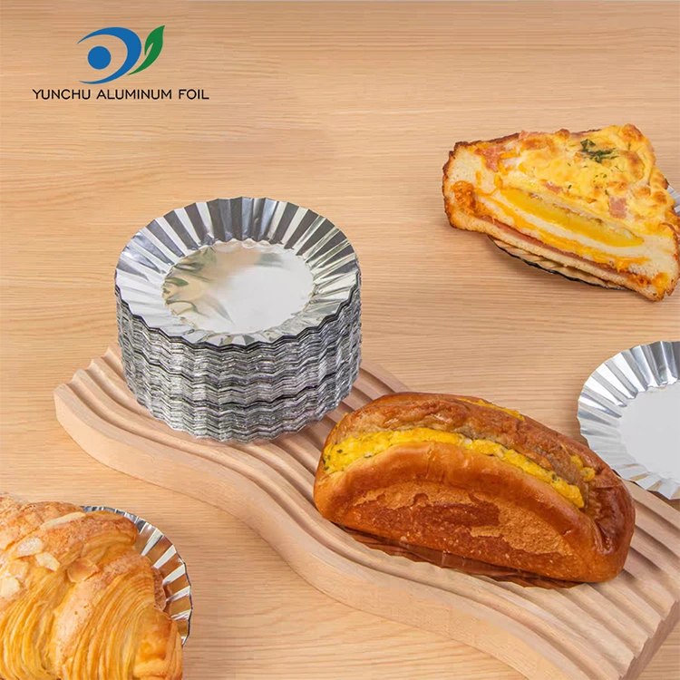 Molde para pasteles redondo para hornear con recipiente para alimentos de papel de aluminio plateado