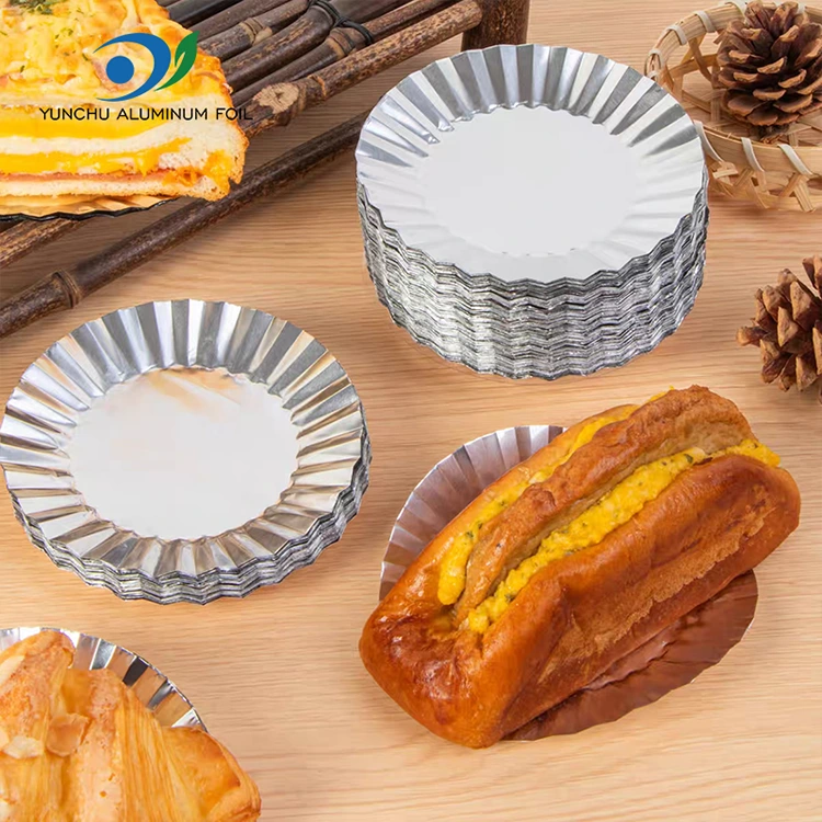 Molde para pasteles redondo para hornear con recipiente para alimentos de papel de aluminio plateado