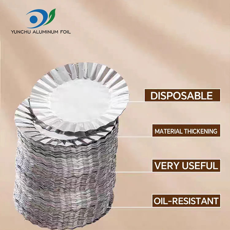 Molde para pasteles redondo para hornear con recipiente para alimentos de papel de aluminio plateado
