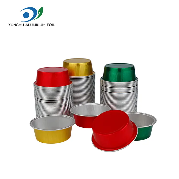 Tazas de horno de postre redondas recipientes de aluminio de mazos suaves Tazas de horno de postre redondas recipientes de aluminio de mazos suaves