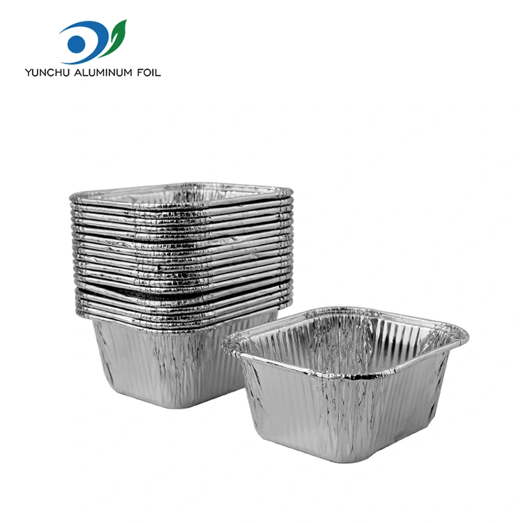 Bandeja cuadrada de recipientes de aluminio de aluminio plateado de aire para hornear