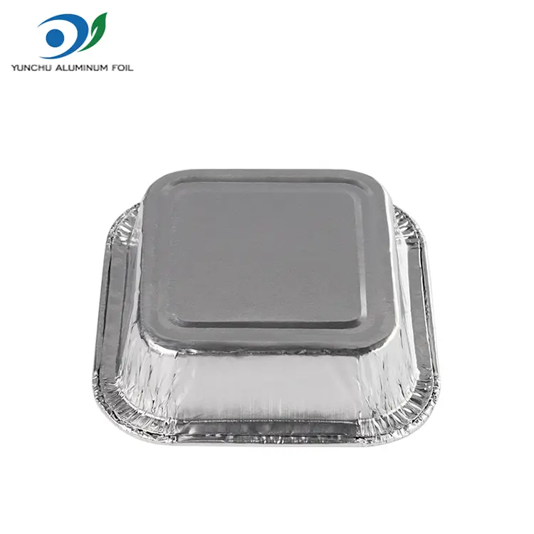 Recipientes de aluminio de aluminio plateado de aire de pastel cuadrado