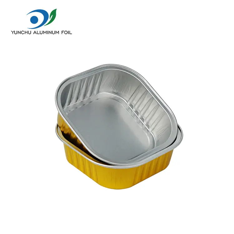 Contenedores de aluminio de aluminio liso cuadrados sellados con calor