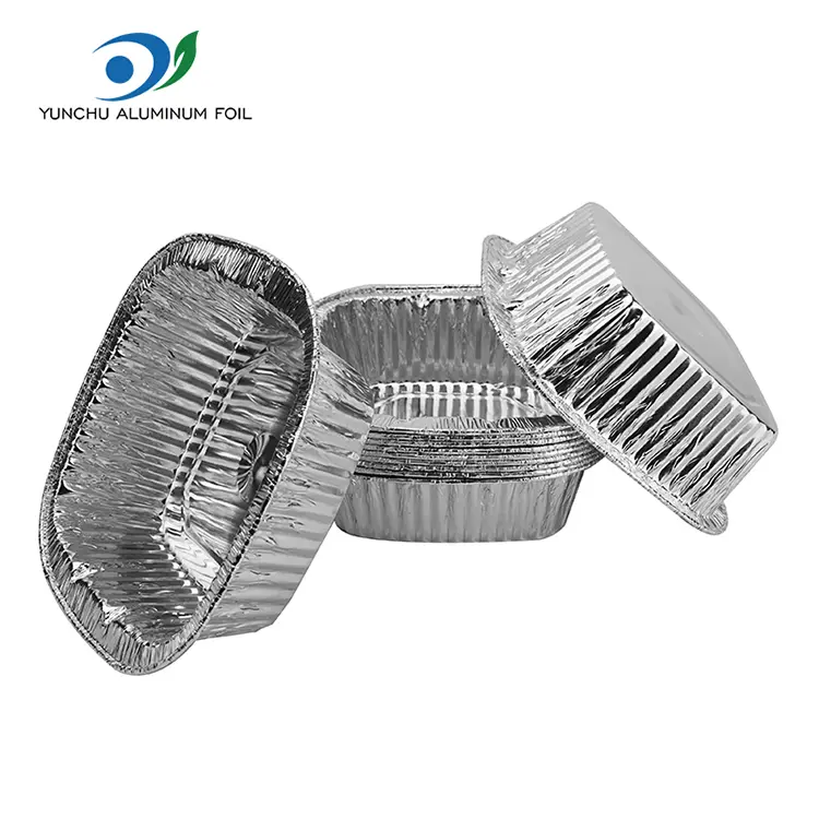 Recipiente de aluminio para llevar plateado de plata cuadrado